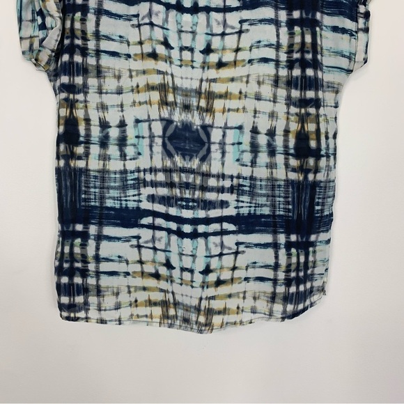 Piperlime Silk Blue Yellow Watercolor Pattern Blouse Size XS - Picture 4 of 13